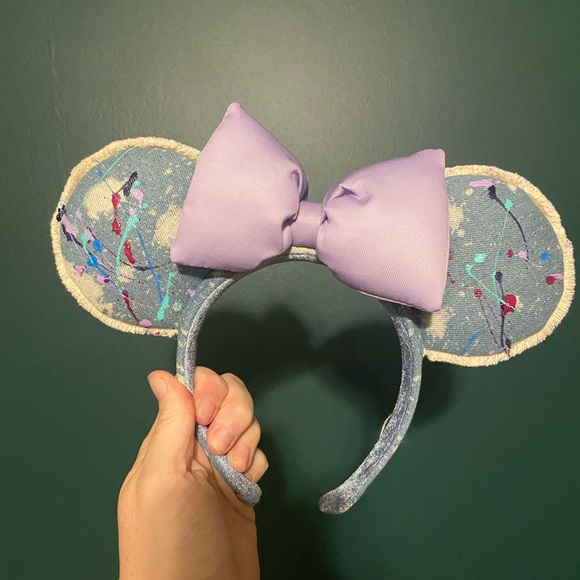 Disney Accessories - Denim Mouse Ears Headband With Purple Bow